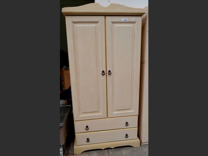 CREAM PAINTED 2-DOOR, 2-DRAWER WARDROBE, 99 x 55 x 201cm