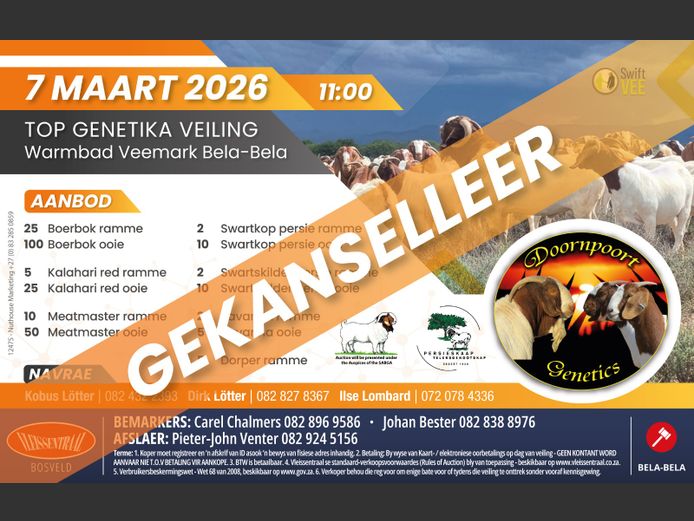 DOORNPOORT GENETICS TOP GENETIKA VEILING