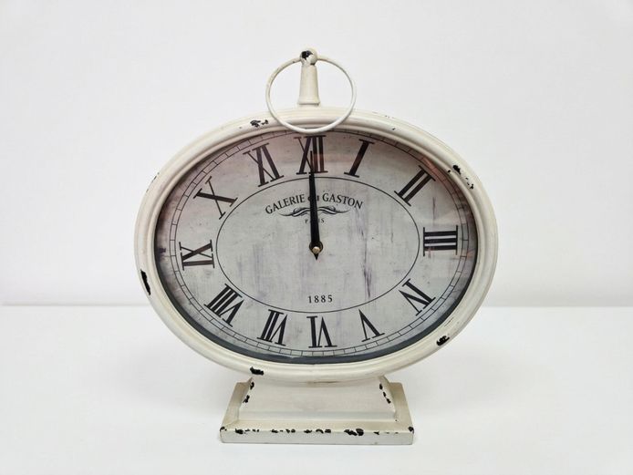 Large French Country Style "Galerie du Gaston" Oval Mantel Clock