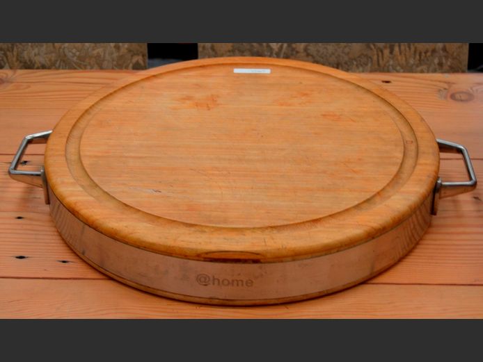 @HOME BAMBOO & METAL CHEESE BOARD, 43cm Diameter x 7cm High