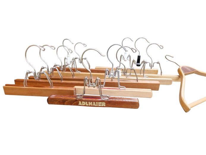 Collection of 12 Wooden Trouser Clamping Hangers