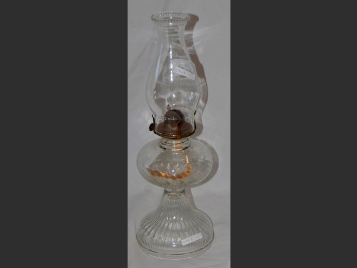 GLASS PARAFFIN LAMP WITH SHADE, 46cm High