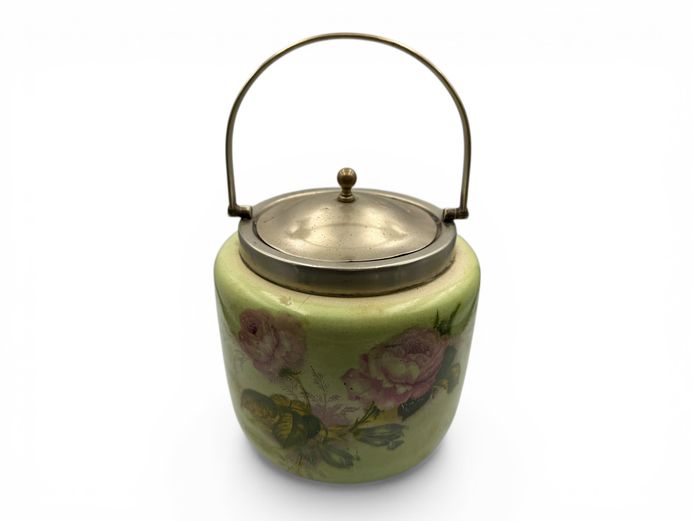 Decorative Biscuit Jar with Metal Lid & Handle