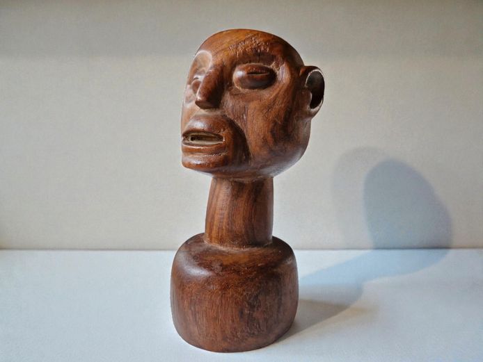 Hand-Carved African Hardwood Bust Sculpture