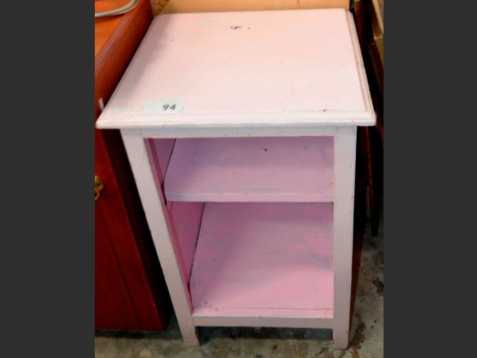 PINK PAINTED OPEN BEDSIDE PEDESTAL, 46 x 41 x 73cm
