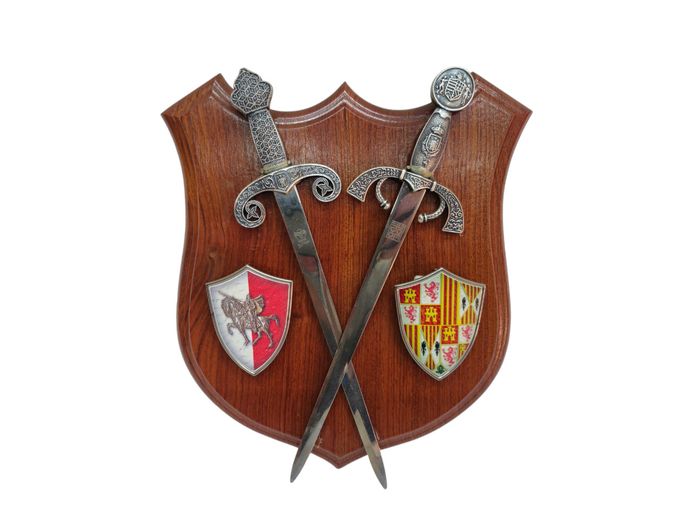 Vintage Spanish Toledo Miniature Crossed Swords Wall Plaque