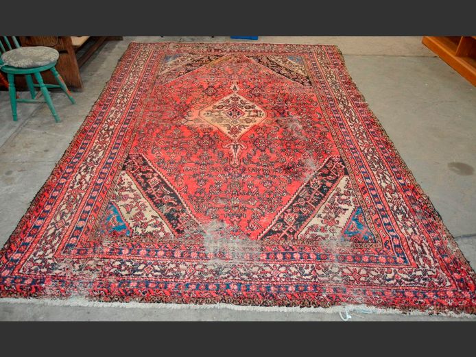 MULTI-COLOURED PERSIAN CARPET, 360 x 245cm [Worn]