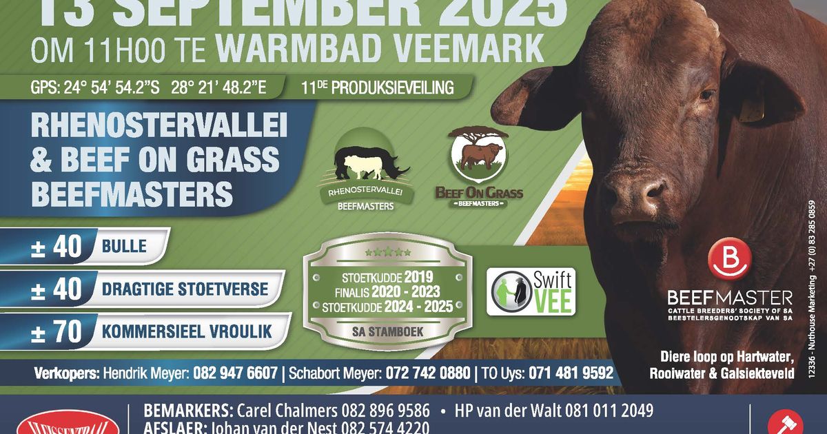 RHENOSTERVALLEI & BEEF ON GRASS BEEFMASTERS 11DE PRODUKSIEVEILING ...