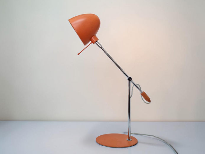 Mid-Century Modern Adjustable Orange Desk Lamp