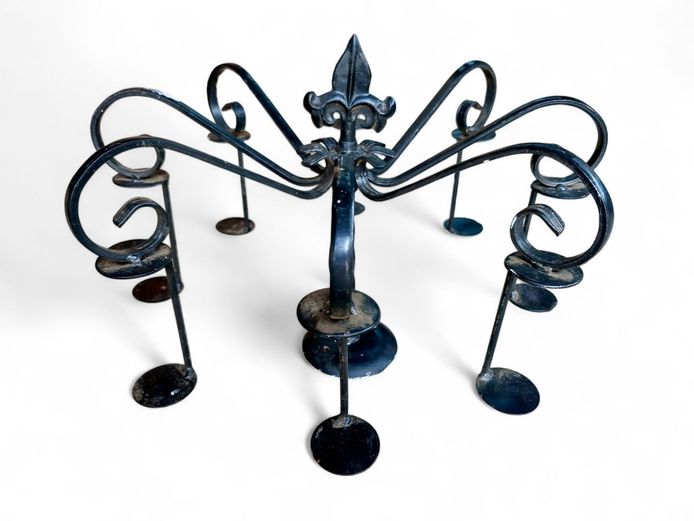 Decorative Fleur-de-Lis Vintage Style Metal Candleholder 