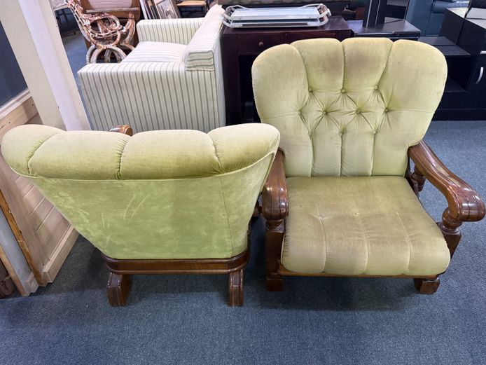 Set of Solid wood Green Chairs 