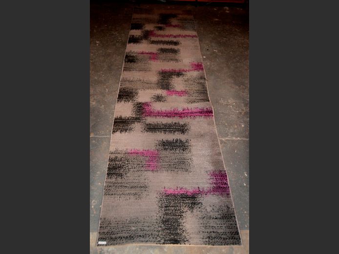 GREY, BLACK & PURPLE RUNNER, 295 x 80cm