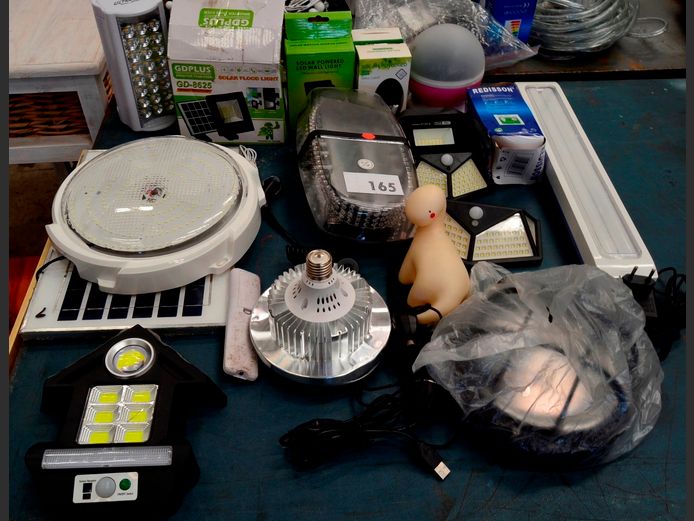 SOLAR POWERED L.E.D. WALL LIGHTS, RECHARGEABLE LAMPS, etc [Untested]