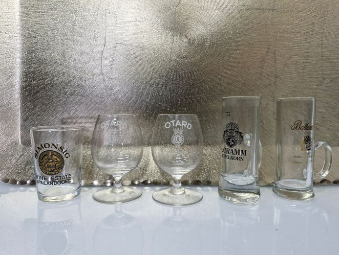 Vintage Assorted Branded Bar Glasses 