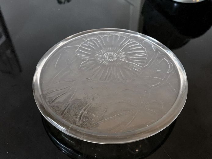 Vintage Floral Textured Glass Cake Platter