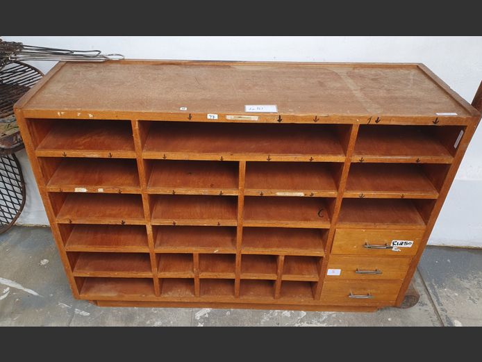SAPELE MAHOGANY 3-DRAWER, MULTI-TIER SHELF, 107 x 37 x 72cm