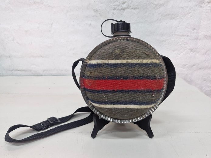 Fabric-Covered Canteen Water Bottle with Shoulder Strap