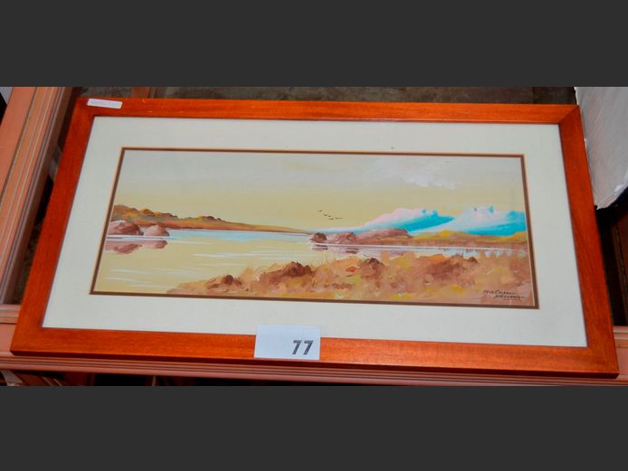 FRAMED WATERCOLOUR "NEAR CALEDON" SIGNED H. ANDERSON, 49.5 x 19.5cm