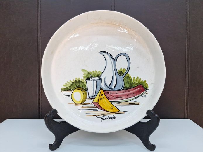 Hand-Painted Ceramic Still Life Serving Platter / Deep Plate