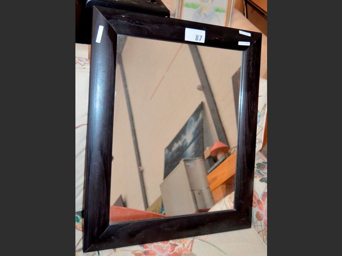 BLACK FRAMED MIRROR, 68 x 58cm