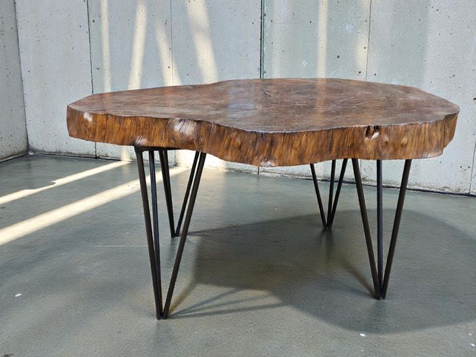 Live Edge Coffee Table on Metal Hairpin Legs