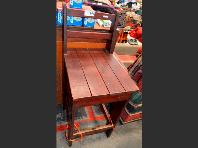 STAINED PINE BAR CHAIR, 72cm high
