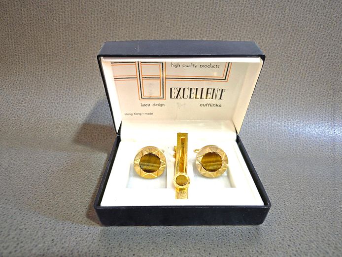 “Excellent” Cufflinks and Tie Clip Set in Original Box