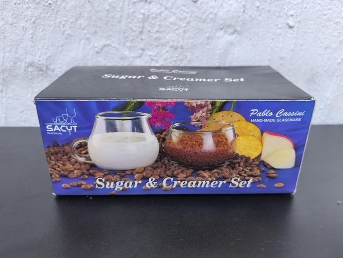 Pablo Cassini Hand-Made Glass Sugar & Creamer Set With Box