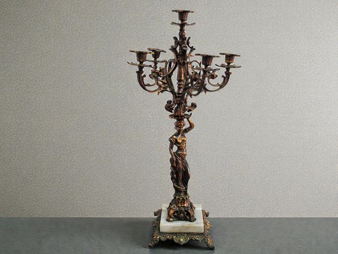 Neoclassical Sculpted Figure Multi-Arm Candelabra