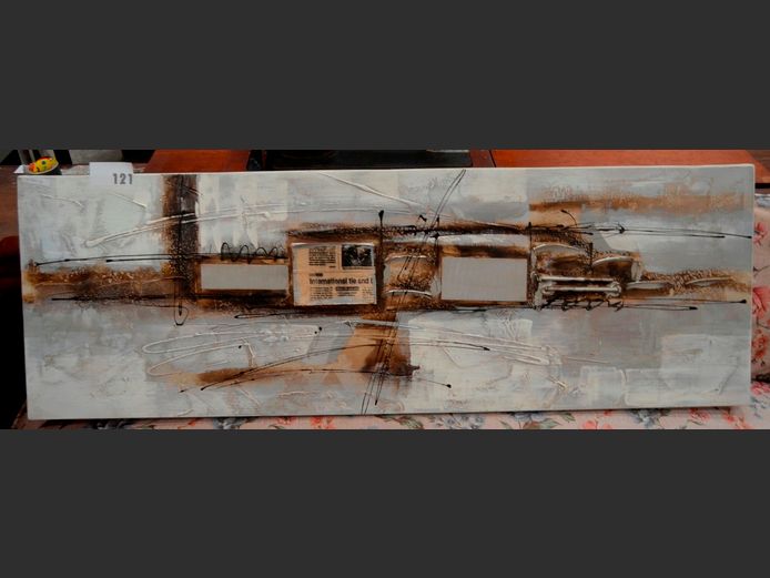 UNFRAMED ABSTRACT MIXED MEDIA, 120 x 40cm