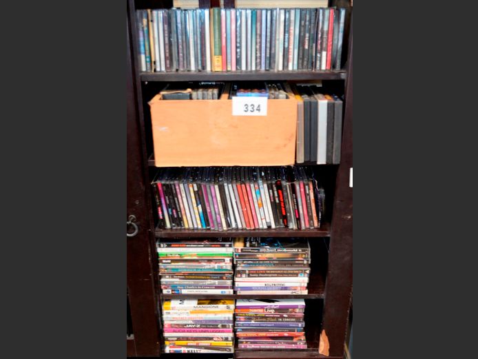 ASSORTED DVD's, CD's & A CD RACK [Unchecked]