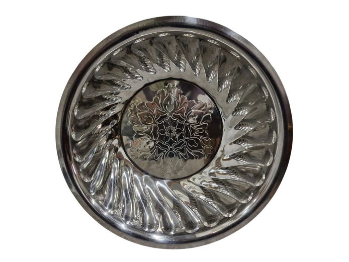 Large Fluted Stainless Steel Serving Bowl