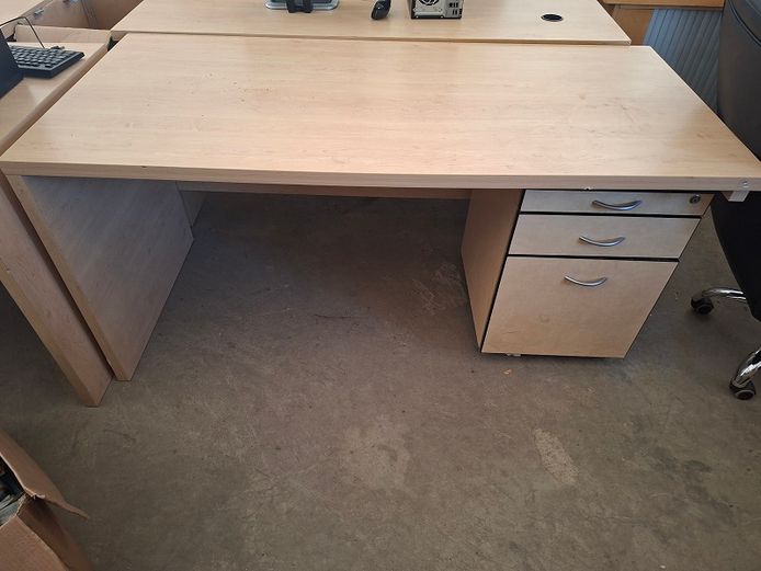 White Oak Office desk with pedestal