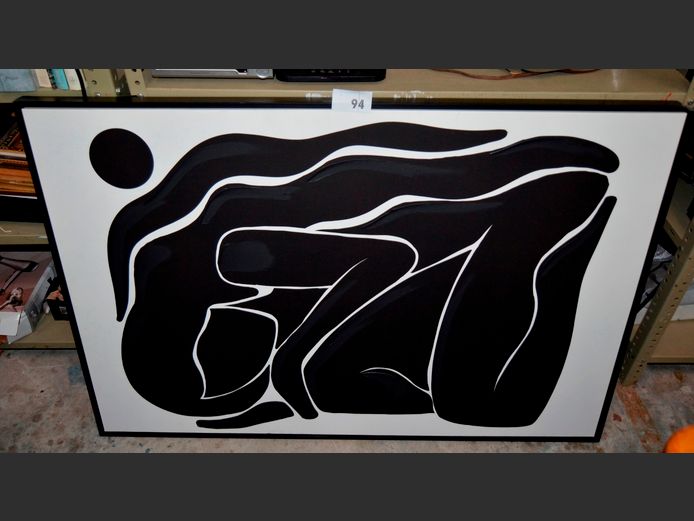 FRAMED ABSTRACT OIL ON CANVAS, 120 x 80cm