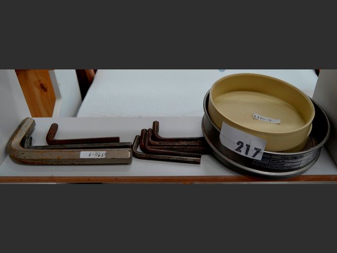 LOT: 9 x LARGE ALLEN KEYS, SMALL SIEVE, etc [7,15]