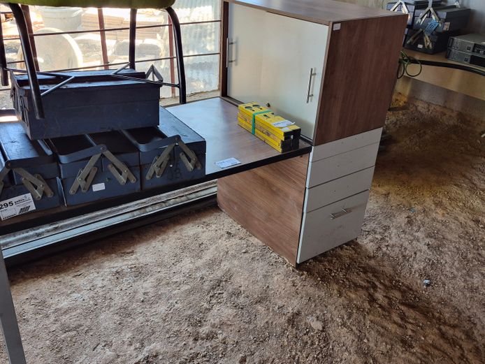 DESK WITH DRAWERS AND CABINET