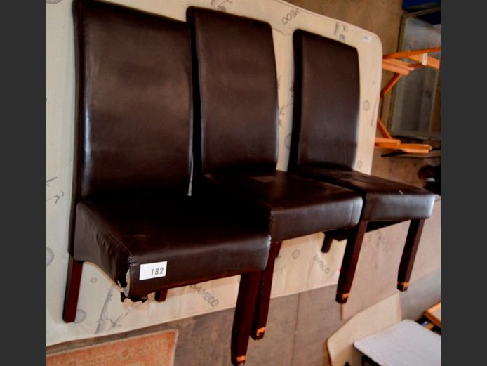 SET OF 3 LEATHER TOUCH DINING CHAIRS [1 Leg to 2 chairs needed]