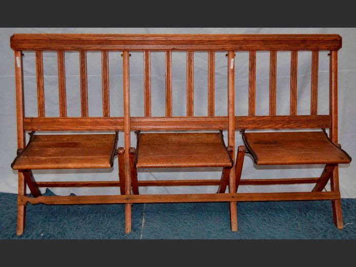 ANTIQUE 3-SEATER FOLDING BENCH, 155cm Long