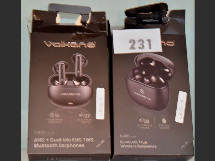 LOT: VOLKANO SLEEK & PULSE BLUETOOTH EARPHONES [Untested]
